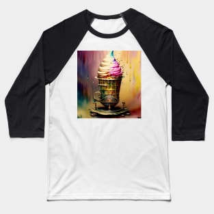 Watercolor steampunk ice cream sundae Baseball T-Shirt